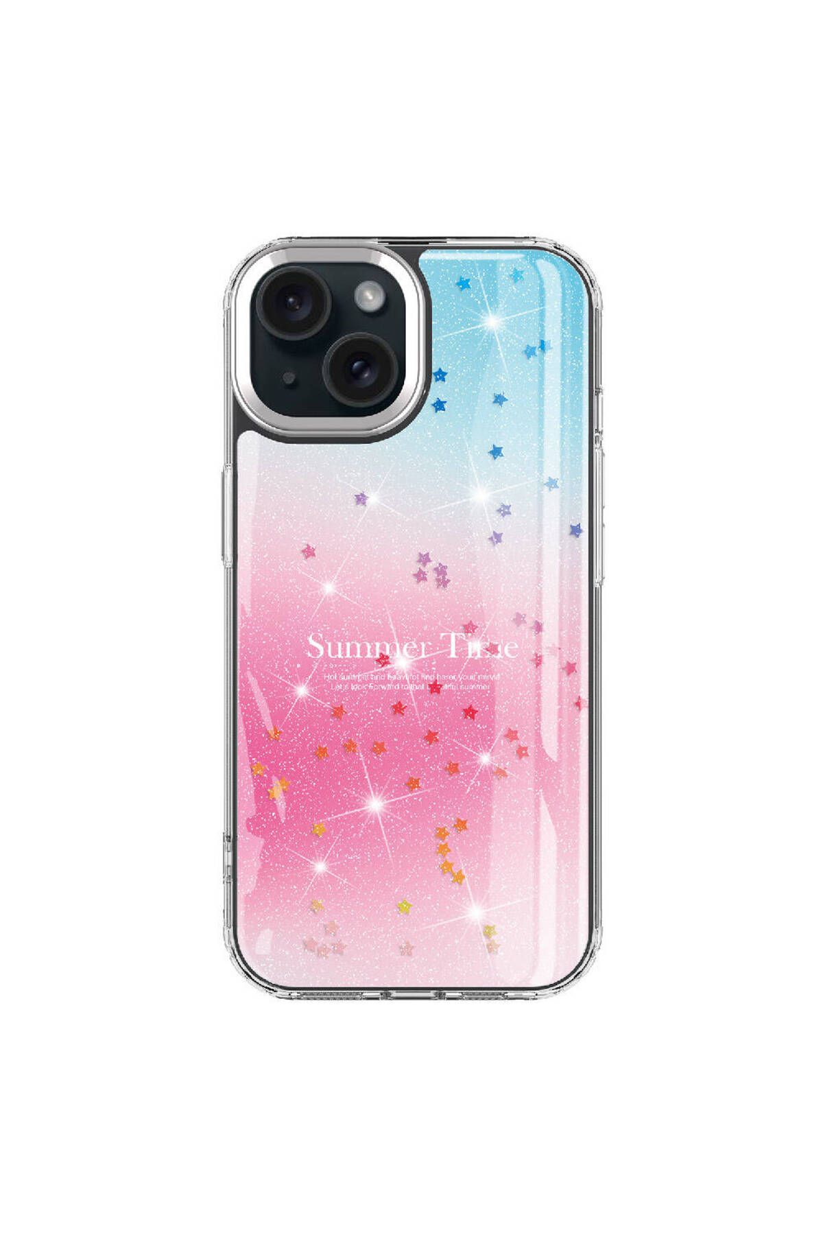 iPhone 15 Uyumlu Simli Desenli Parlak Zore Task Kılıf-Pembe