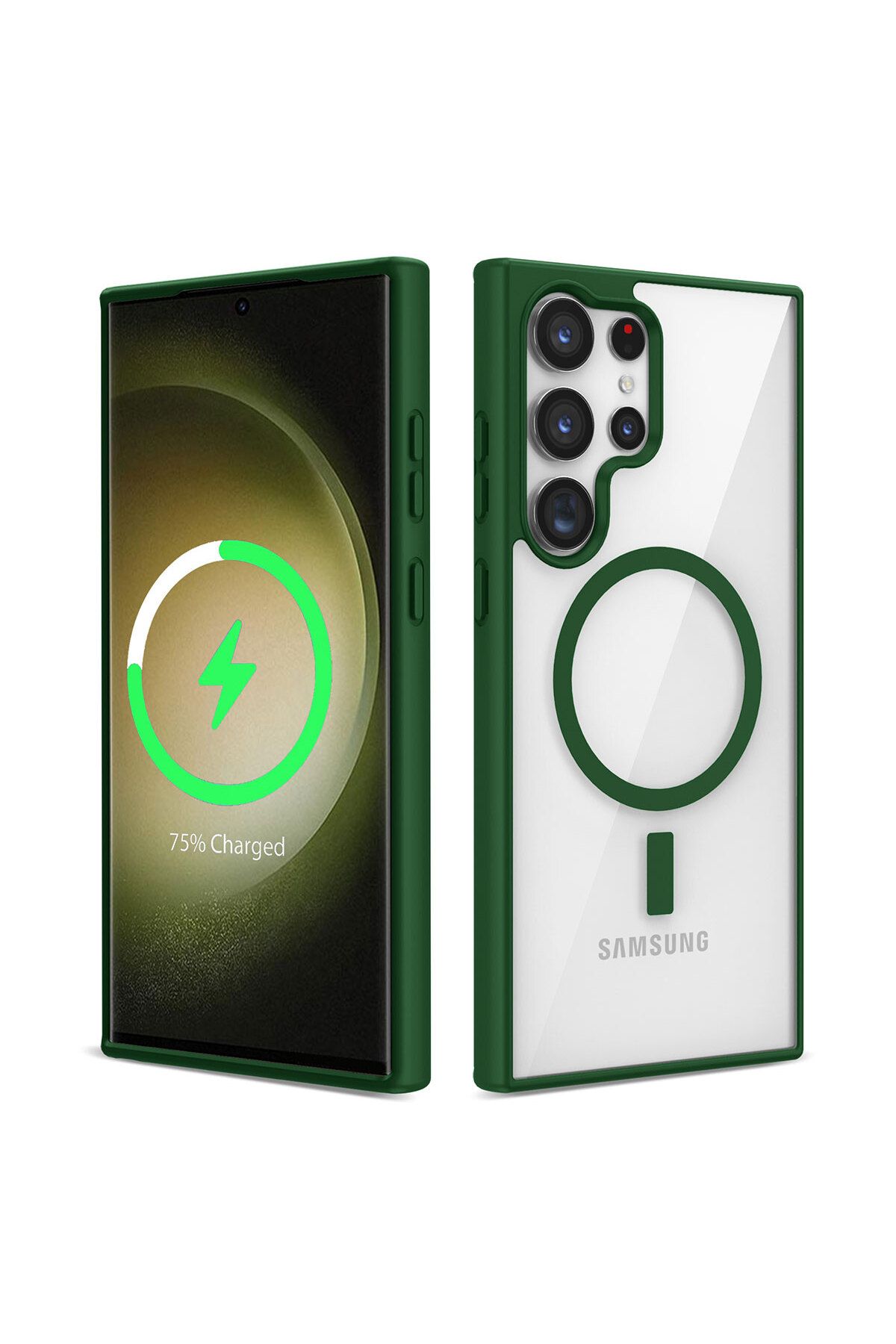 Galaxy S22 Ultra Uyumlu Magsafe Wireless Şarj Özellikli Silikon Zore Ege Kılıf-Yeşil