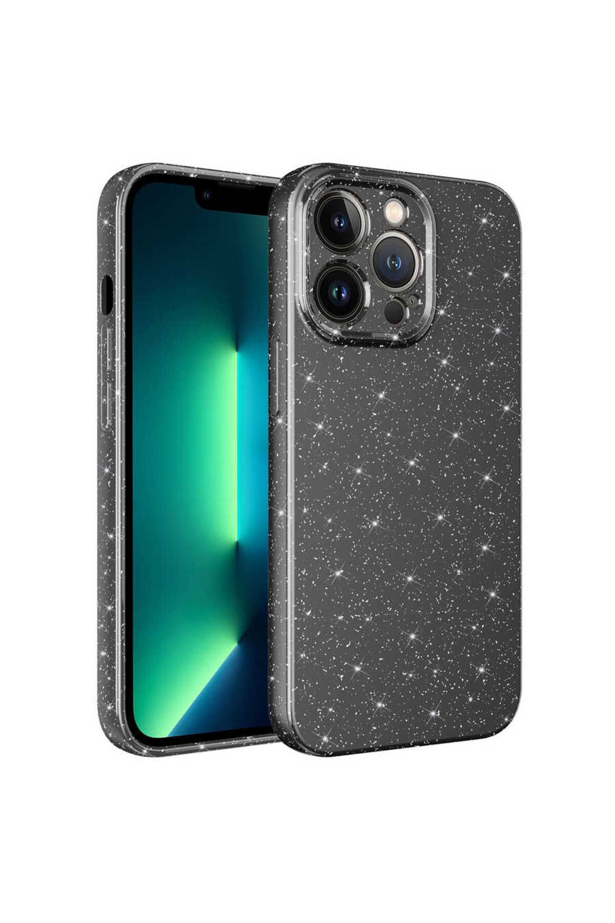 iPhone 12 Pro Max Uyumlu Kamera Korumalı Simli Lüks Zore Koton Kılıf-Gri