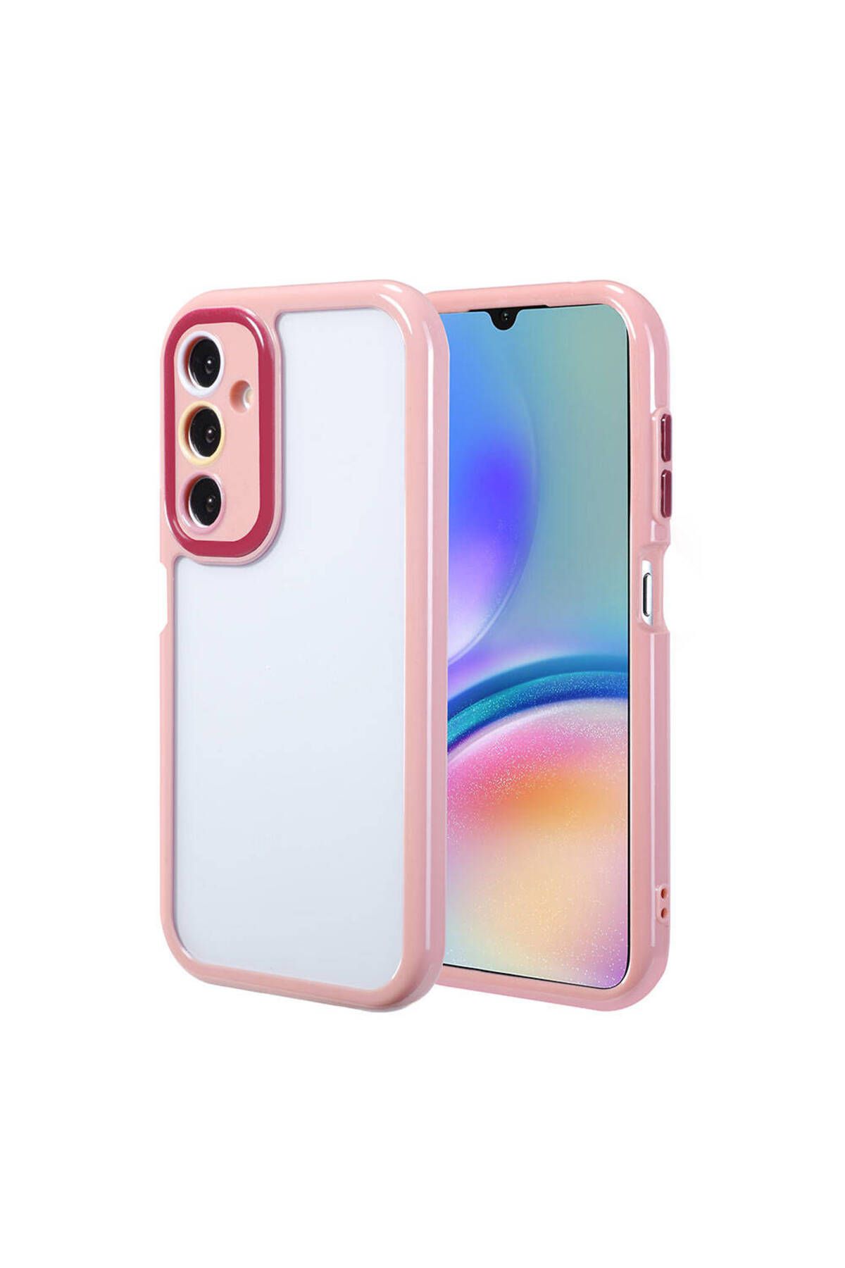 Galaxy A05S Kılıf Kamera Korumalı Renkli Kenar ve Çerçeve Tasarımlı Zore Vitamin Kapak-Mürdüm