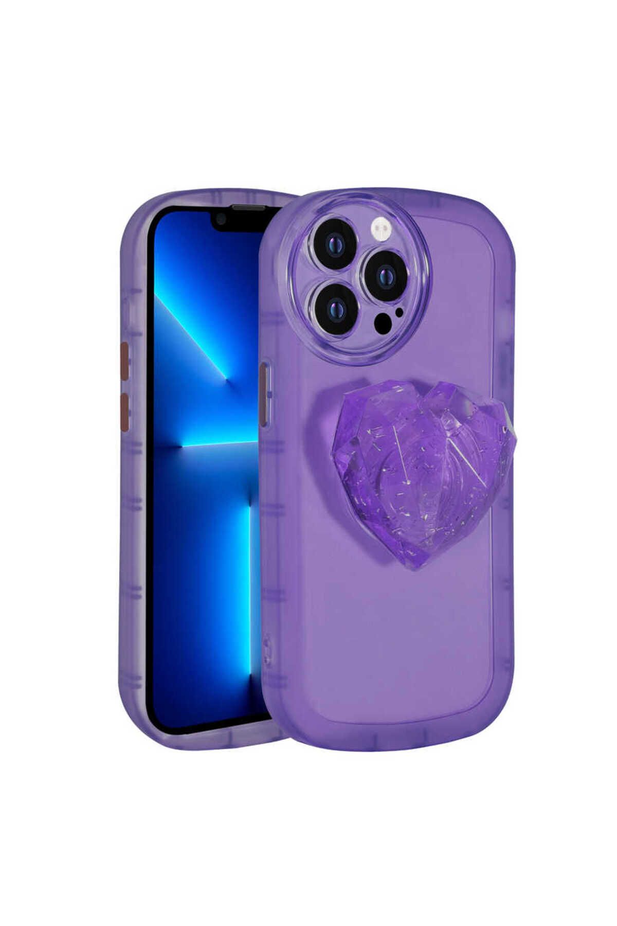 iPhone 12 Pro Max Uyumlu Kamera Korumalı Pop Soketli Renkli Zore Ofro Kılıf-Mor