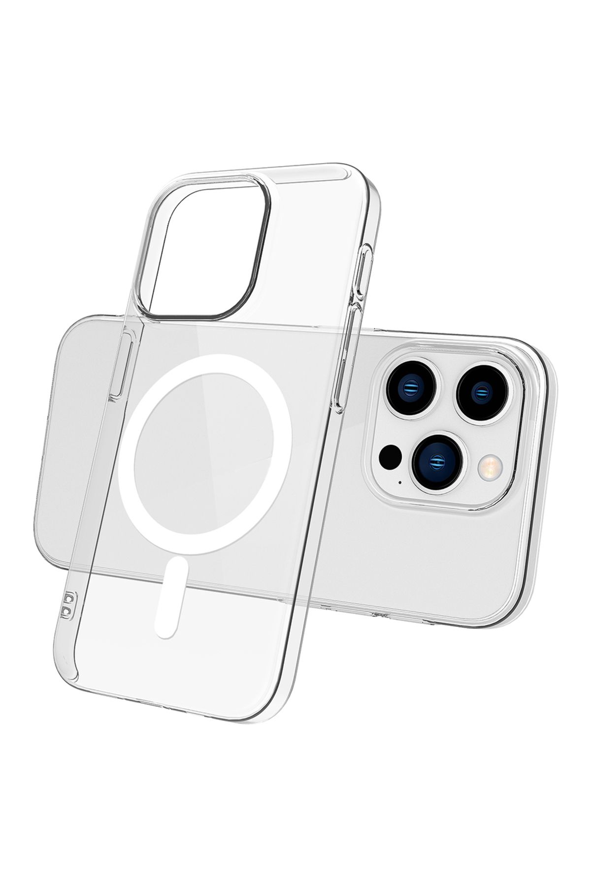 iPhone 15 Pro Uyumlu Zore Magsafe Şarj Özellikli Şeffaf Tek Kamera Çerçeveli Porto Kılıf-Renks