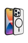 iPhone 15 Pro Uyumlu Wireless Şarj Özellikli Zore Krom Magsafe Silikon Kılıf-Siyah iPhone 15 Pro Uyumlu Wireless Şarj Özellikli Zore Krom Magsafe Silikon Kılıf-Siyah