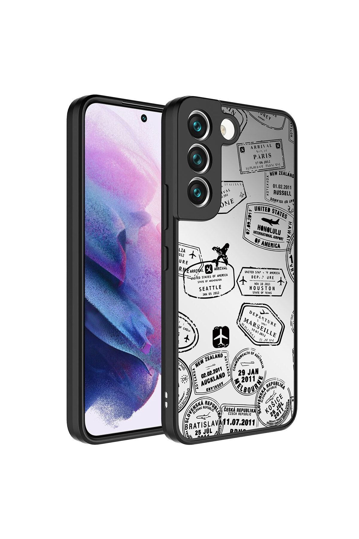 Galaxy S21 FE Uyumlu Aynalı Desenli Kamera Korumalı Parlak Zore Mirror Kılıf-Seyahat