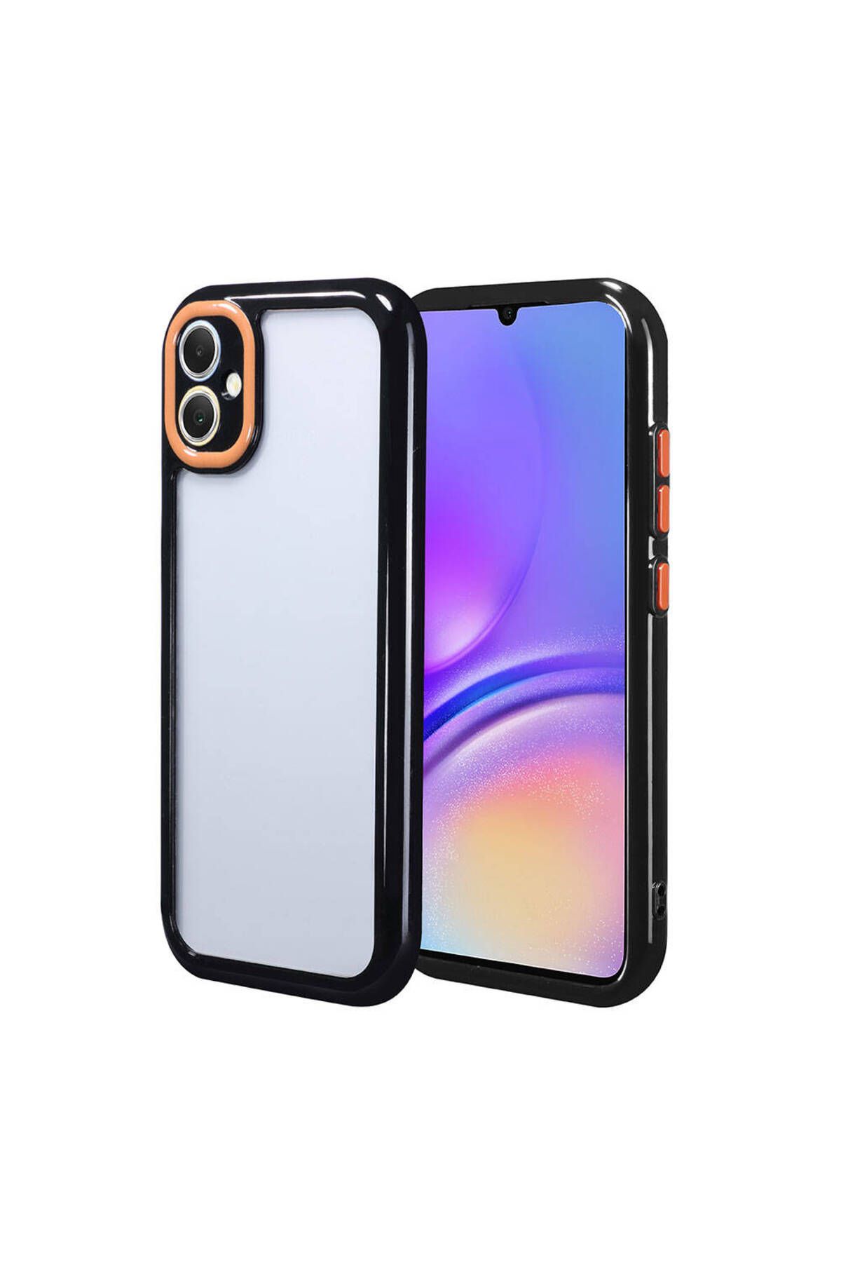 Galaxy A05 Kılıf Kamera Korumalı Renkli Kenar ve Çerçeve Tasarımlı Zore Vitamin Kapak-Siyah