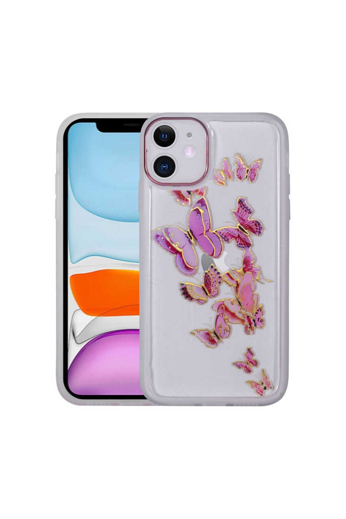 iPhone 11 Uyumlu Figürlü Desenli Işıltılı Sert Zore Sos Kılıf-NO4