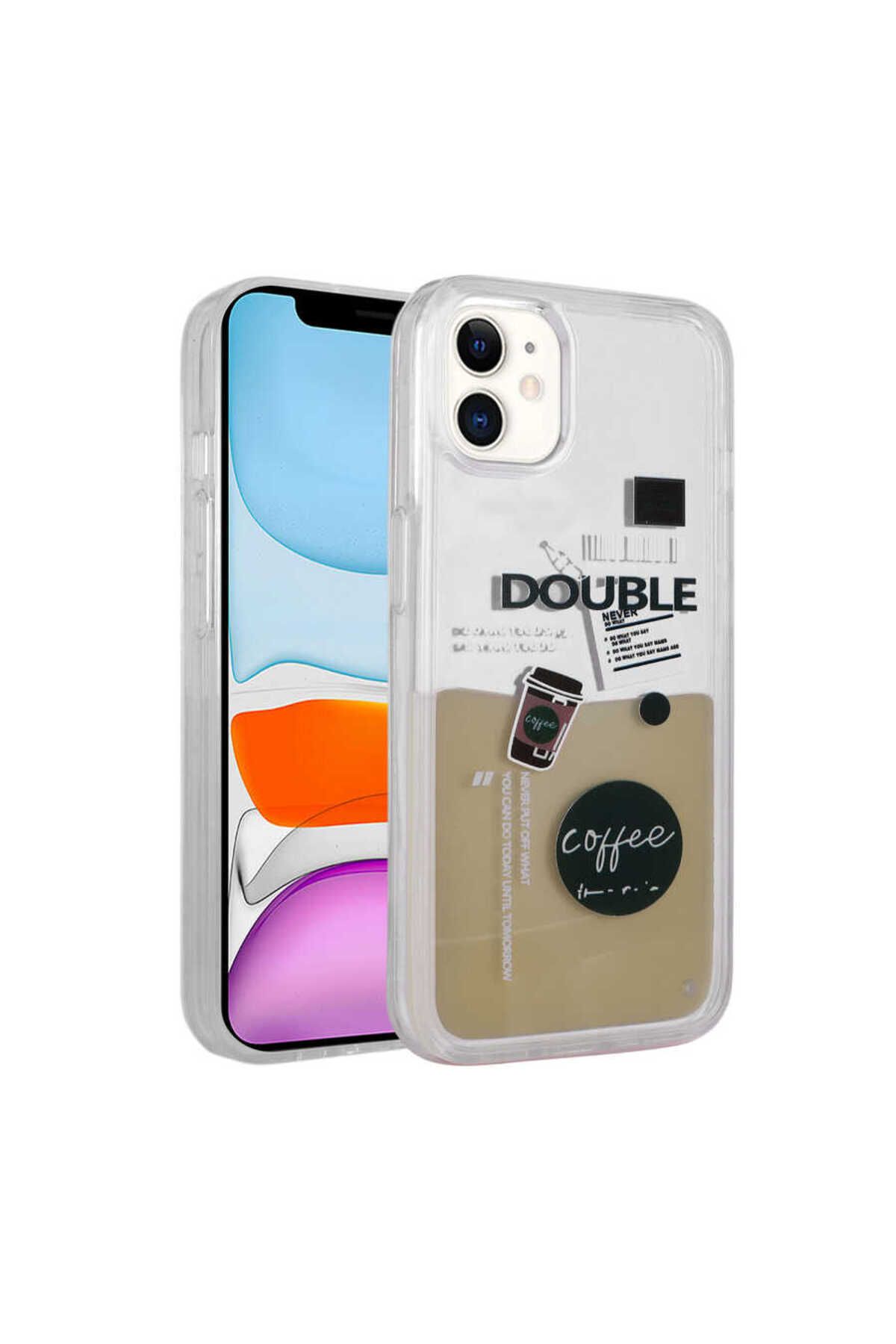 iPhone 11 Uyumlu Desenli Sıvılı Zore Drink Silikon Kılıf-NO3