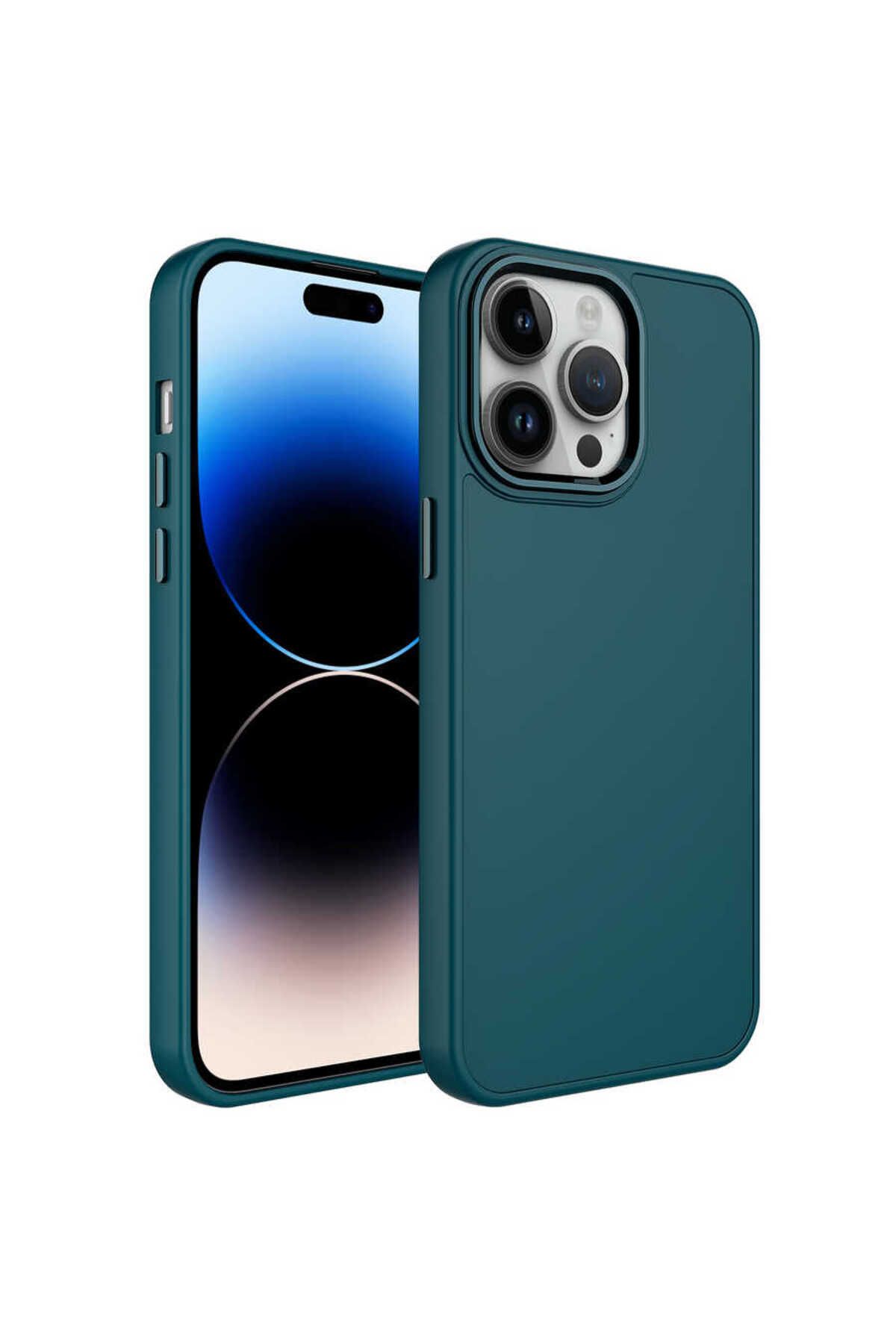 iPhone 14 Pro Uyumlu Metal Çerçeve ve Buton Tasarımlı Silikon Zore Luna Kılıf-Koyu Yeşil iPhone 14 Pro Uyumlu Metal Çerçeve ve Buton Tasarımlı Silikon Zore Luna Kılıf-Koyu Yeşil