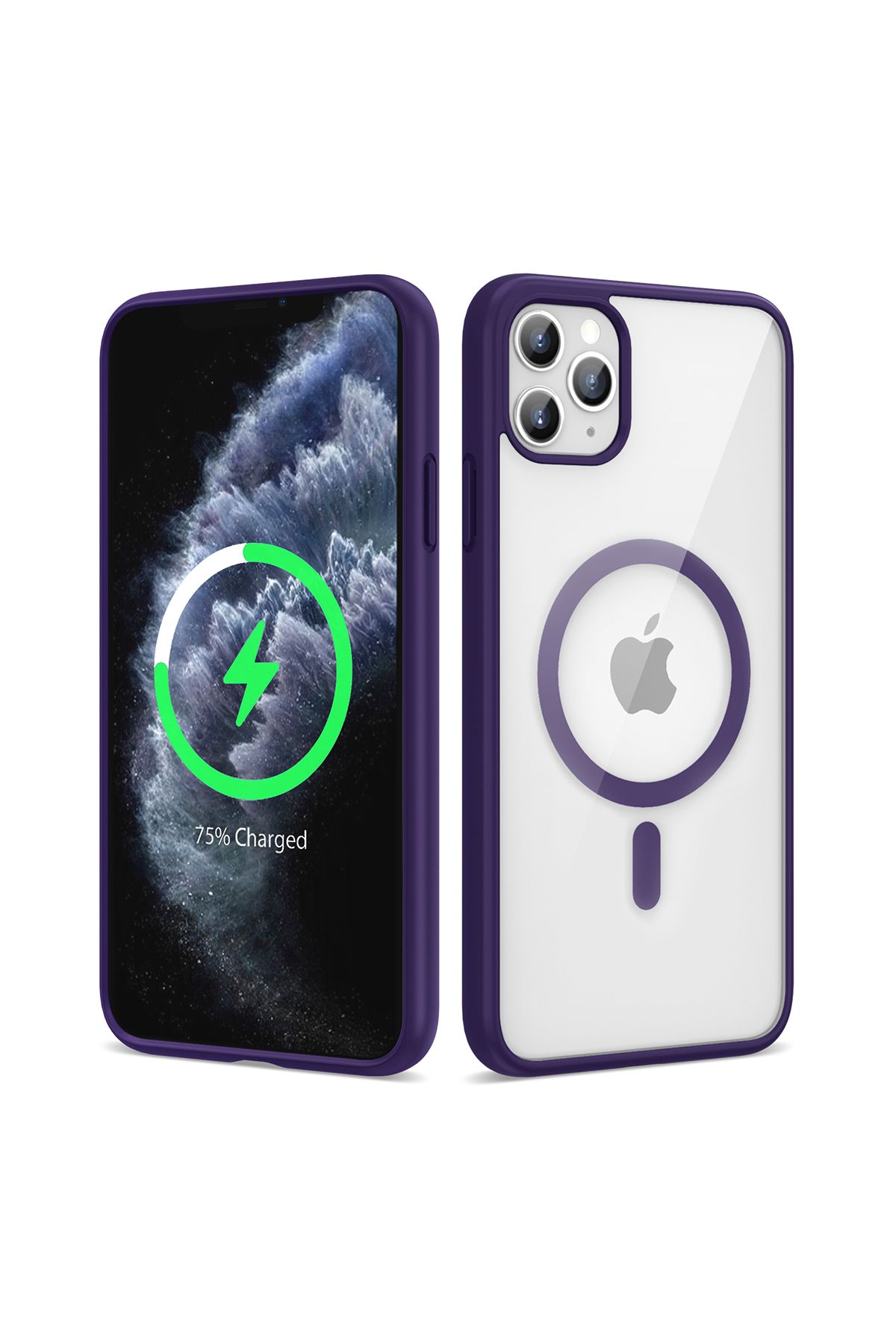 iPhone 11 Pro Max Uyumlu Magsafe Wireless Şarj Özellikli Silikon Zore Ege Kılıf-Derin Mor