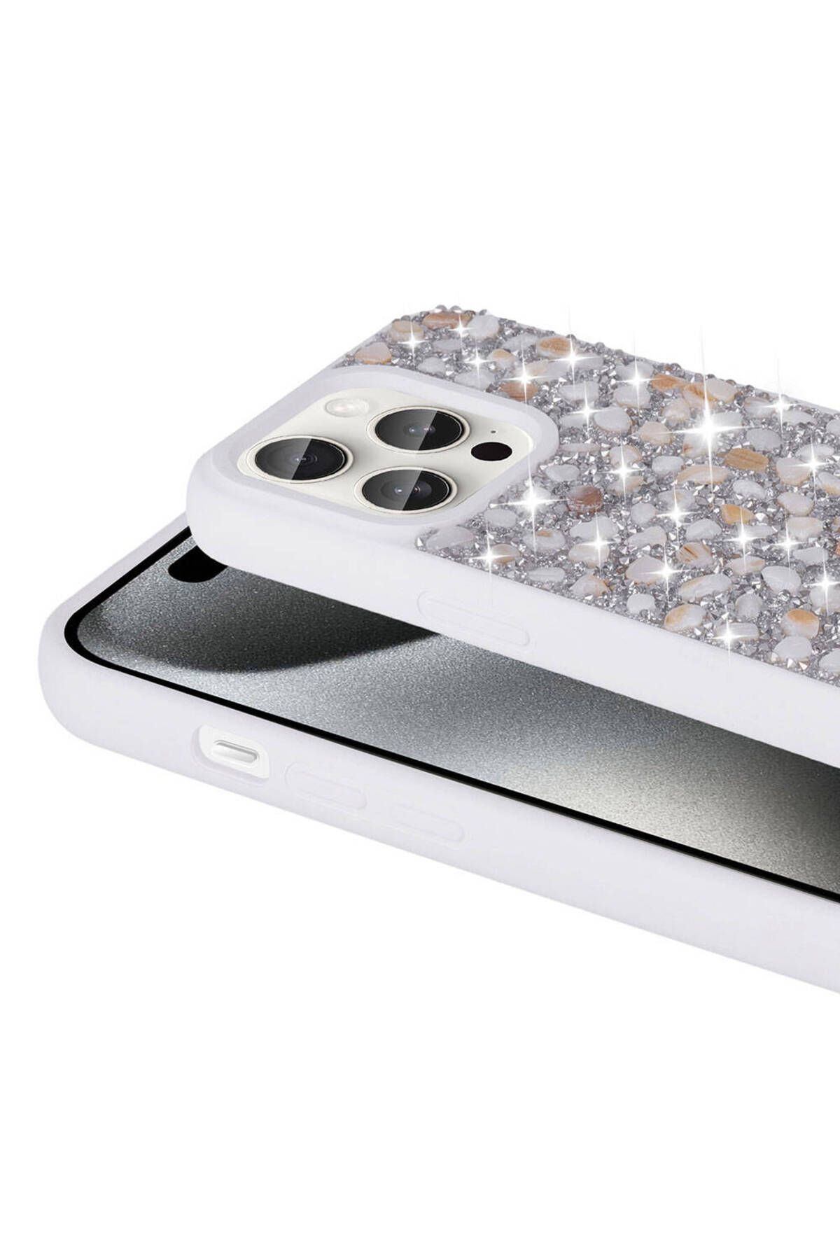 iPhone 15 Pro Uyumlu Parlak Taşlı Tasarım Zore Linea Kılıf-Siyah iPhone 15 Pro Uyumlu Parlak Taşlı Tasarım Zore Linea Kılıf-Siyah