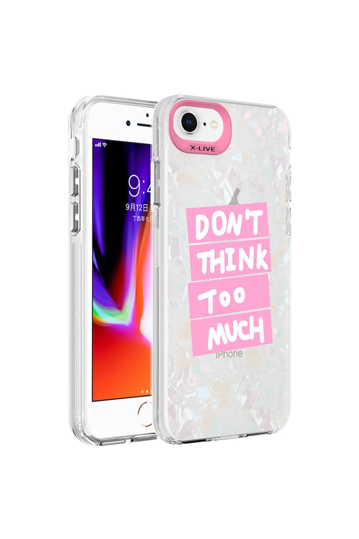 iPhone SE 2022 Uyumlu Mermer Desenli Zore Marbello Kılıf-Pembe