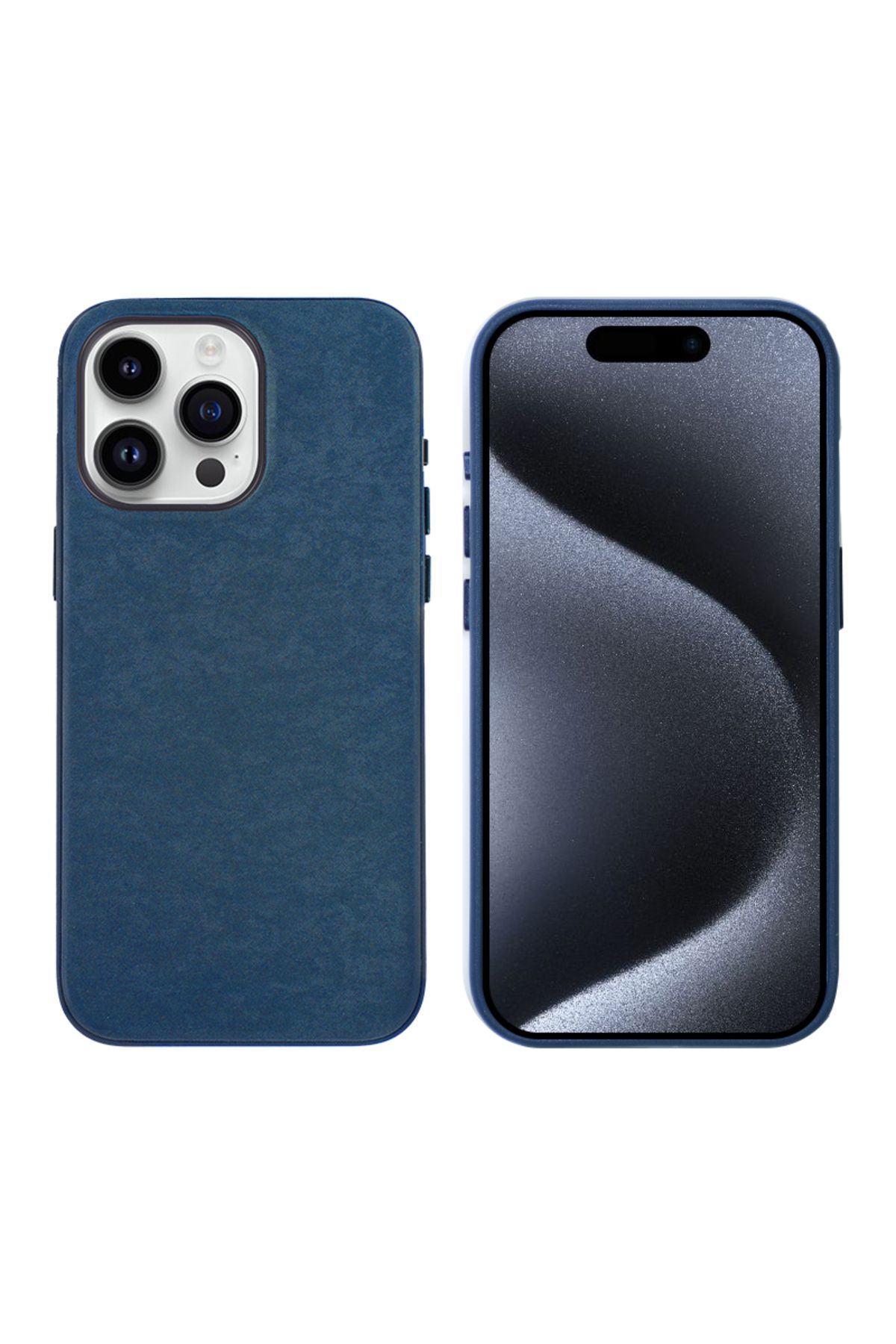 iPhone 15 Pro Uyumlu Zore Mikro Fiber Mimoza Kılıf-Mavi