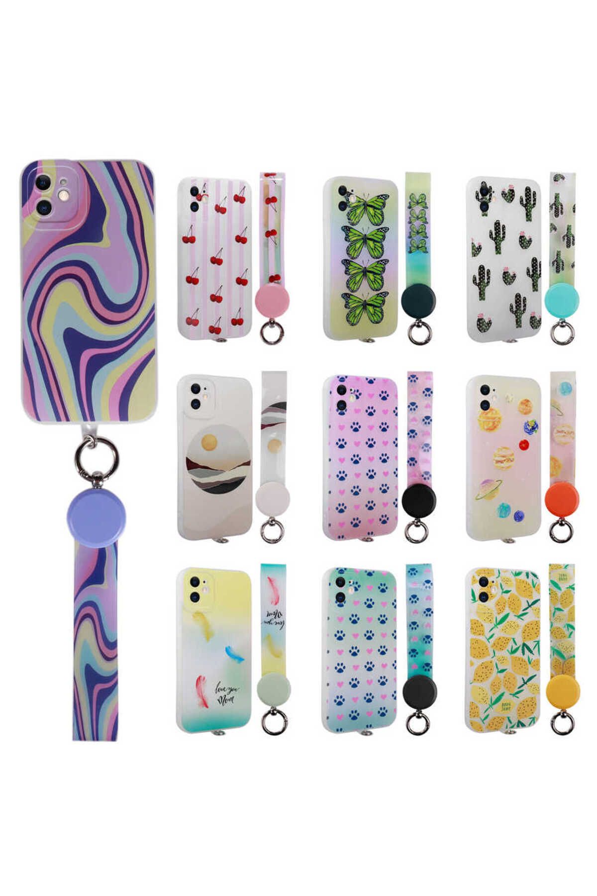 iPhone 11 Uyumlu Desenli El Askılı İpli Zore Arte Silikon Kılıf-NO10