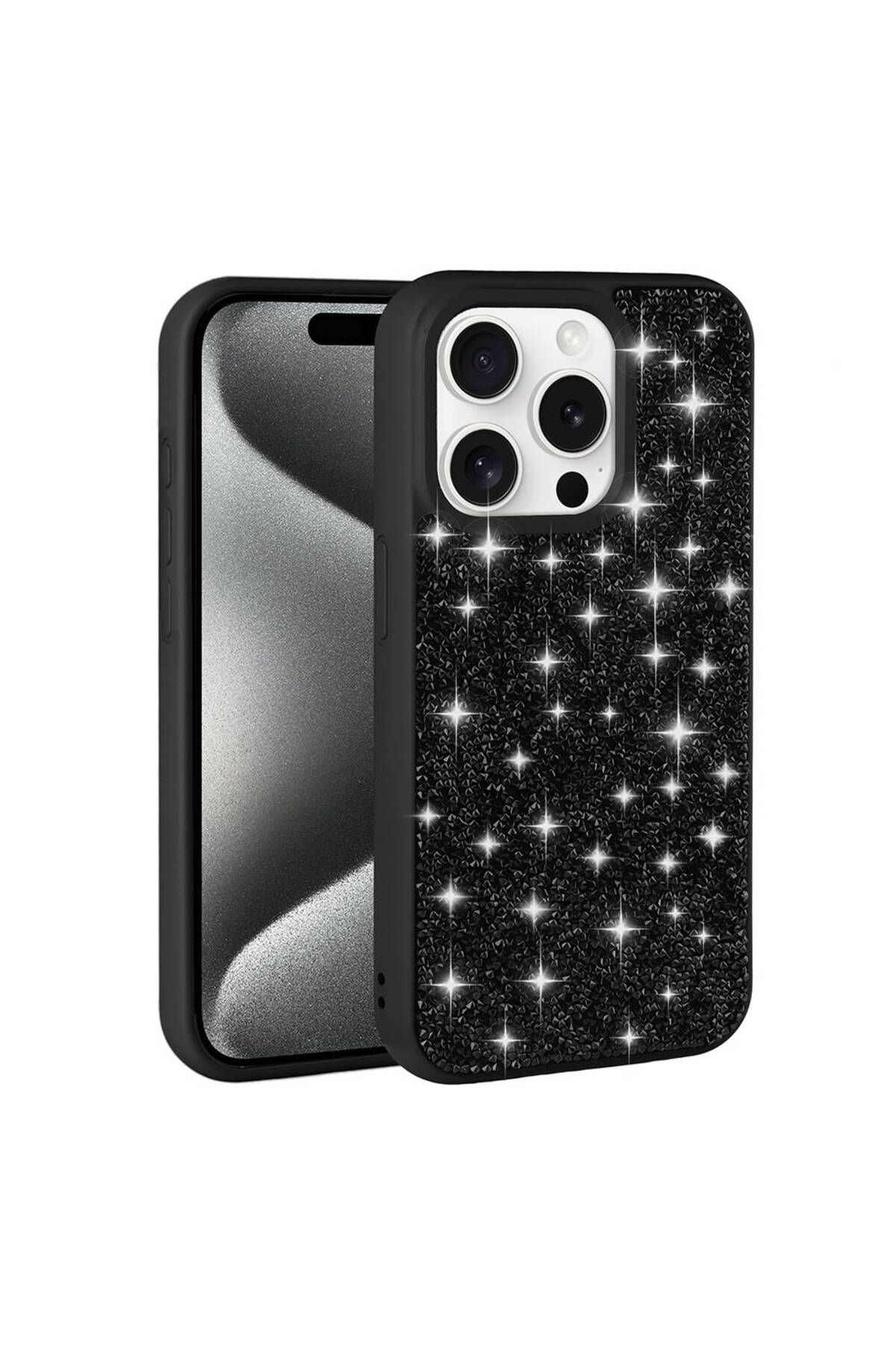 iPhone 15 Pro Uyumlu Parlak Taşlı Tasarım Pırlanta Zore Kılıf-Beyaz iPhone 15 Pro Uyumlu Parlak Taşlı Tasarım Pırlanta Zore Kılıf-Beyaz