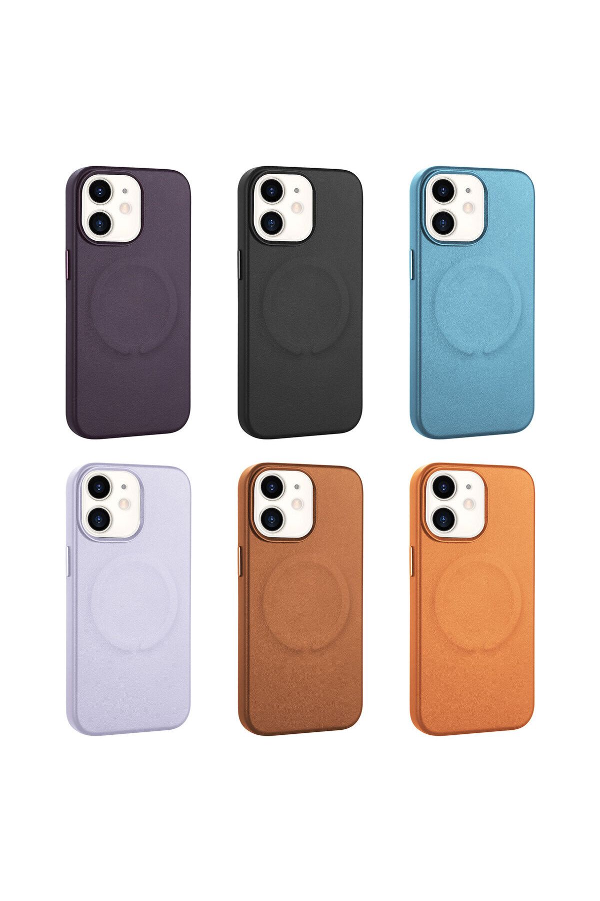 iPhone 11 Uyumlu PU Deri Magsafe Wireless Şarj Özellikli Zore Derix Kılıf-Lila