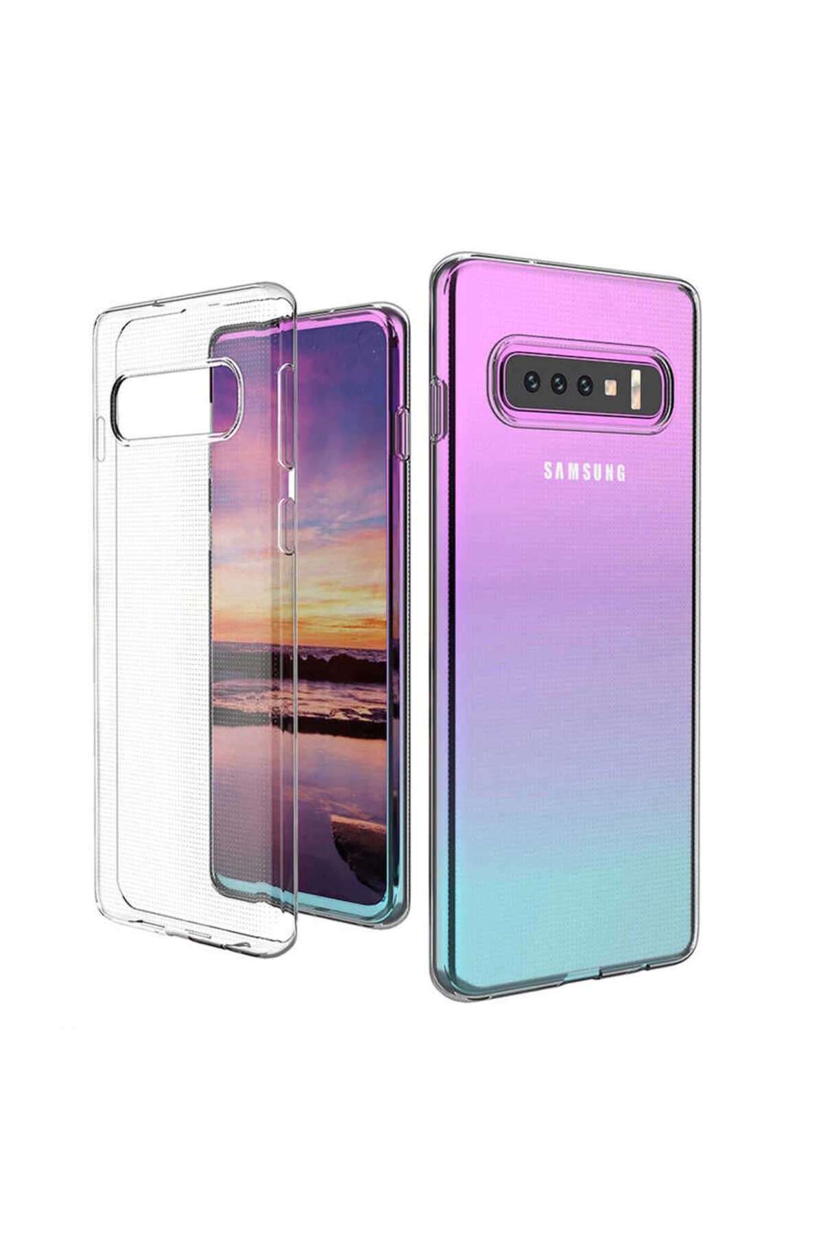Galaxy S10 Plus Uyumlu Zore Kamera Korumalı Süper Silikon Kılıf-Renksiz