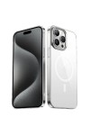 iPhone 15 Pro Uyumlu Zore Wireless Şarj Özellikli Şeffaf G-Glass Kılıf-Gümüş iPhone 15 Pro Uyumlu Zore Wireless Şarj Özellikli Şeffaf G-Glass Kılıf-Gümüş