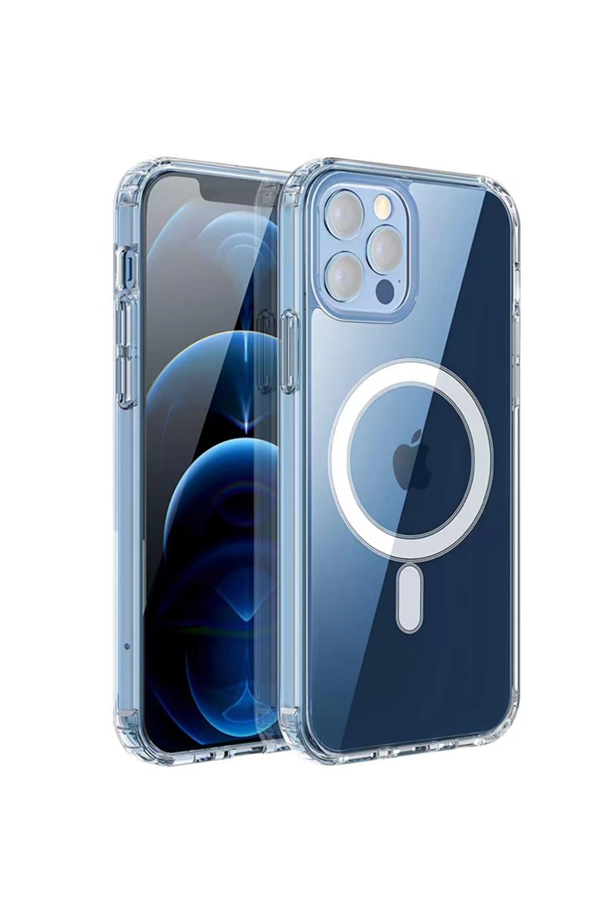 iPhone 11 Pro Max Uyumlu Magsafe Şarj Özellikli Şeffaf Sert PC Zore Embos Kılıf-Renksiz