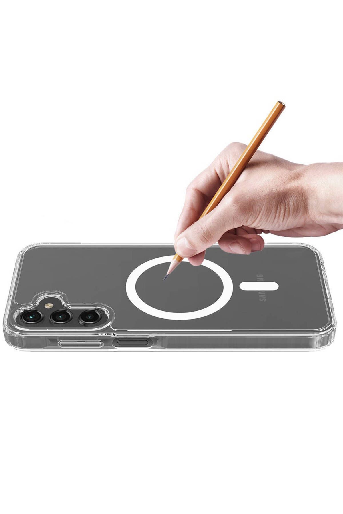 Galaxy S24 Uyumlu Zore Magsafe Şarj Özellikli Şeffaf Sert PC Zore Embos Kılıf-Renksiz Galaxy S24 Uyumlu Zore Magsafe Şarj Özellikli Şeffaf Sert PC Zore Embos Kılıf-Renksiz