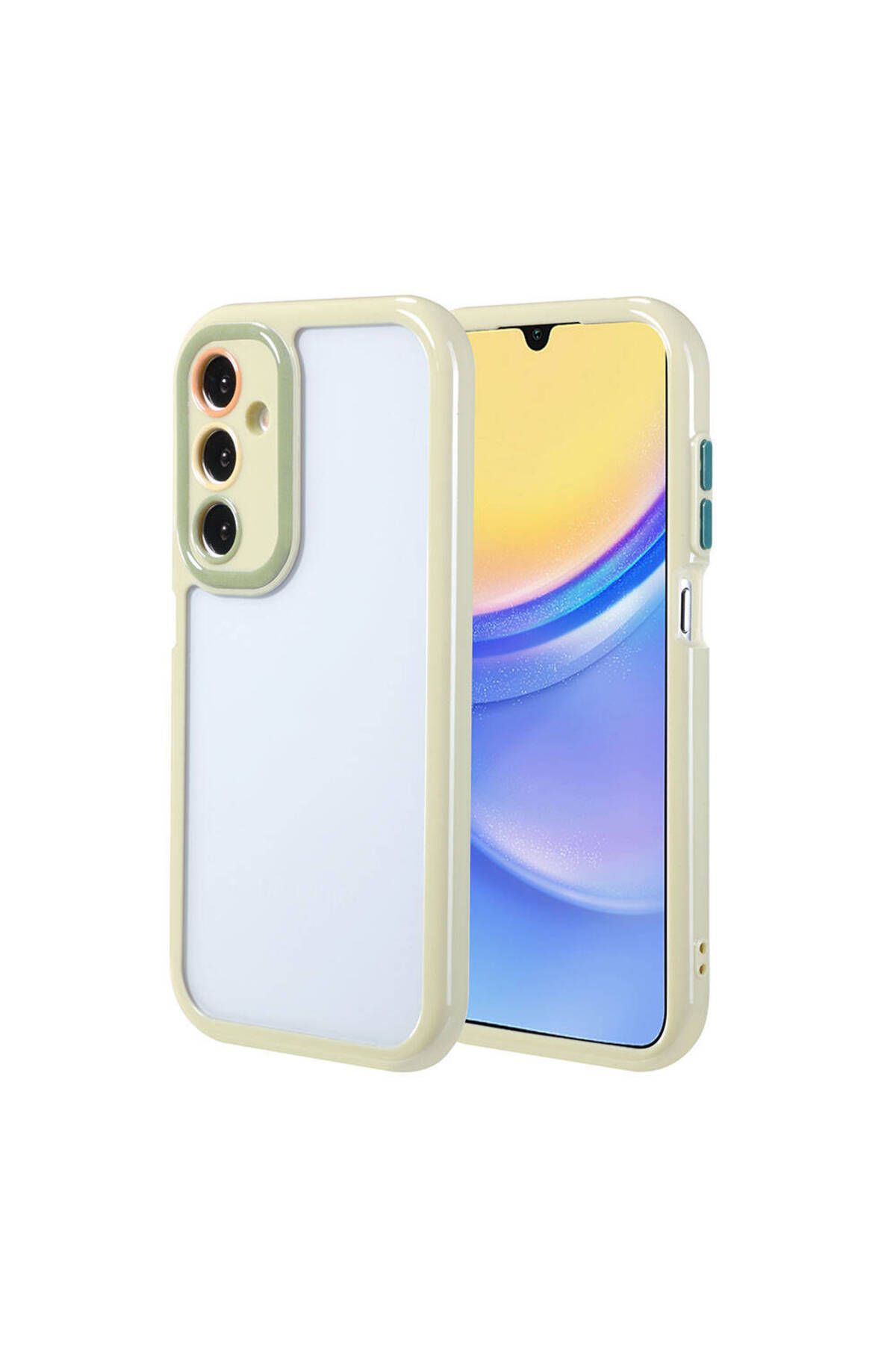Galaxy A15 Kılıf Kamera Korumalı Renkli Kenar ve Çerçeve Tasarımlı Zore Vitamin Kapak-Yeşil