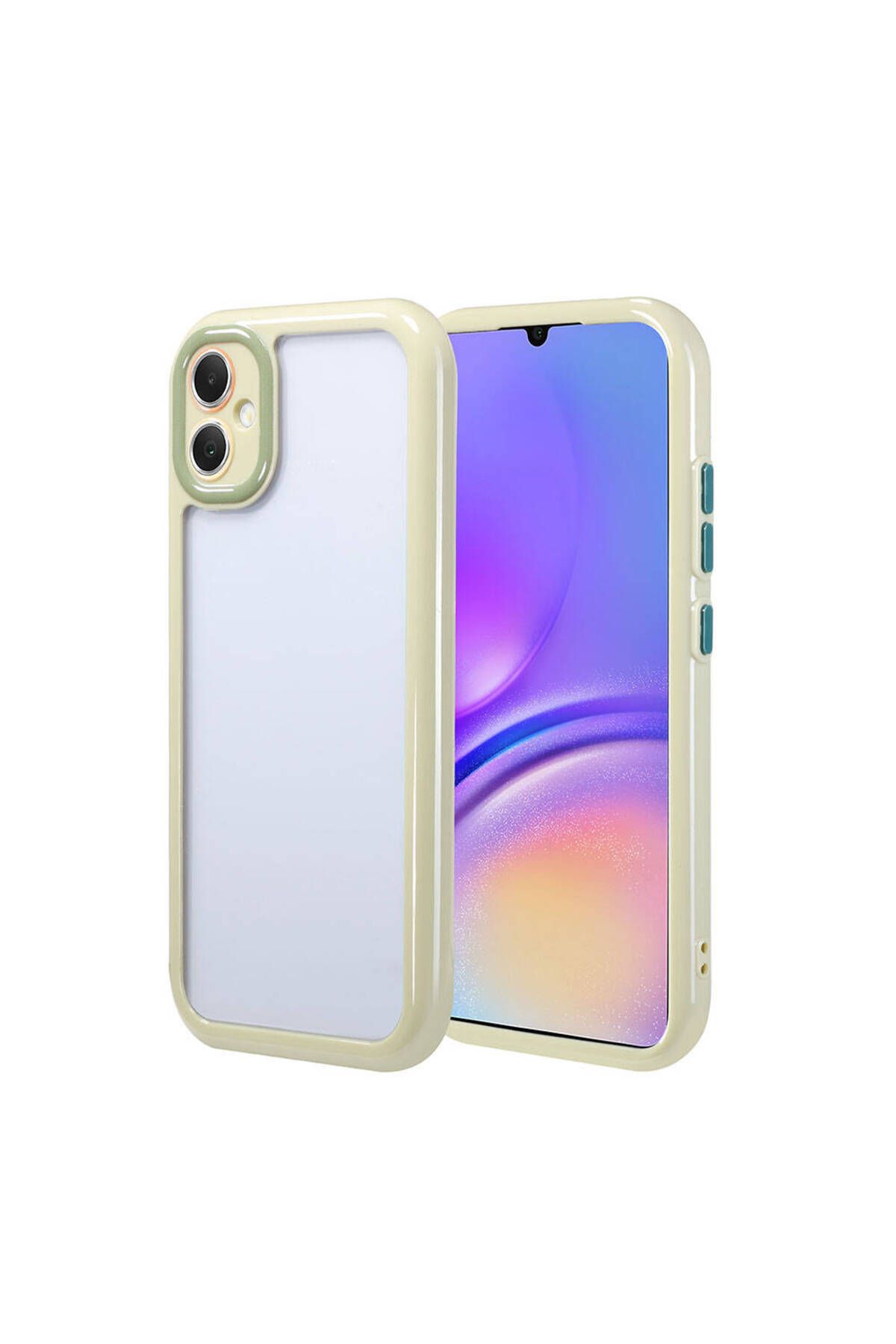 Galaxy A05 Kılıf Kamera Korumalı Renkli Kenar ve Çerçeve Tasarımlı Zore Vitamin Kapak-Yeşil