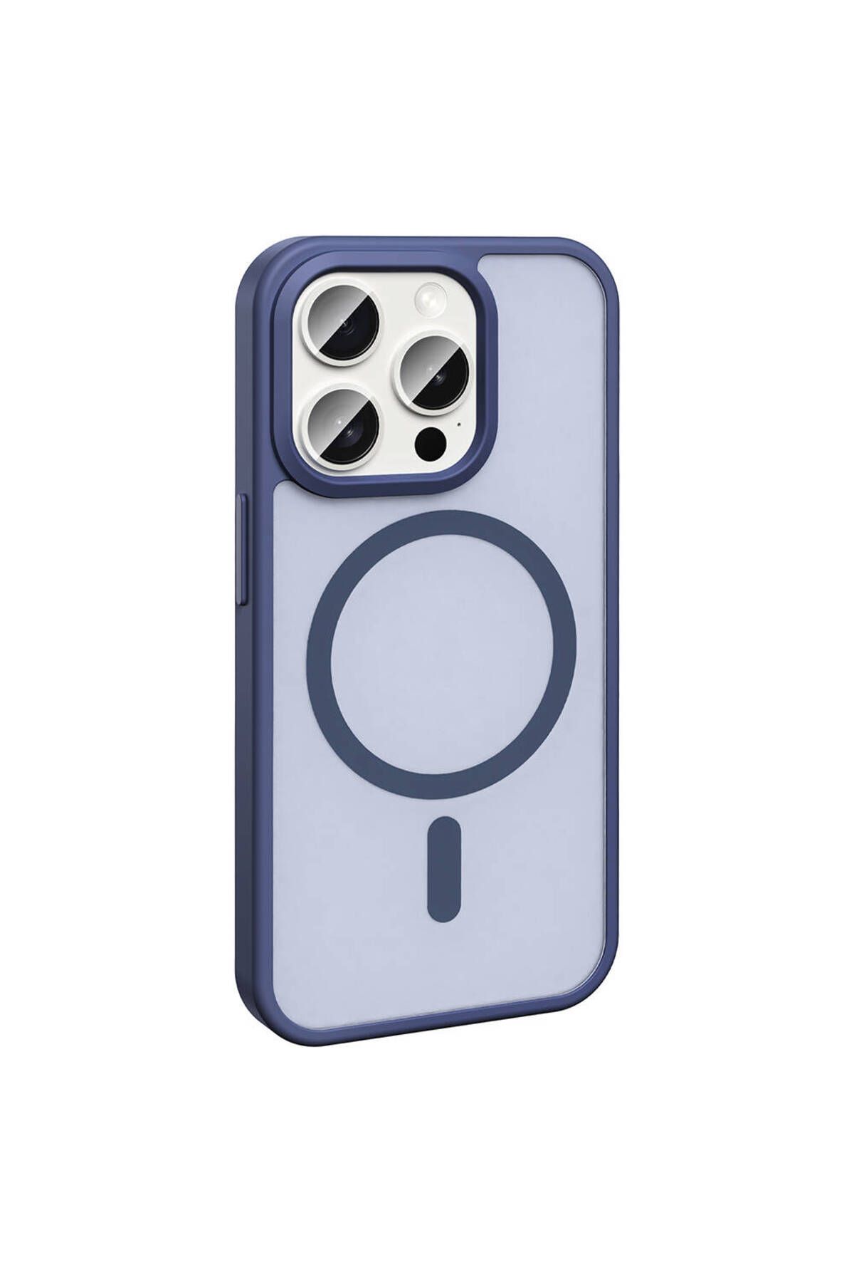 iPhone 15 Pro Max Kılıf Magsafe Şarj Özellikli Mat Arka Yüzey Zore Sio Kapak-Lacivert iPhone 15 Pro Max Kılıf Magsafe Şarj Özellikli Mat Arka Yüzey Zore Sio Kapak-Lacivert