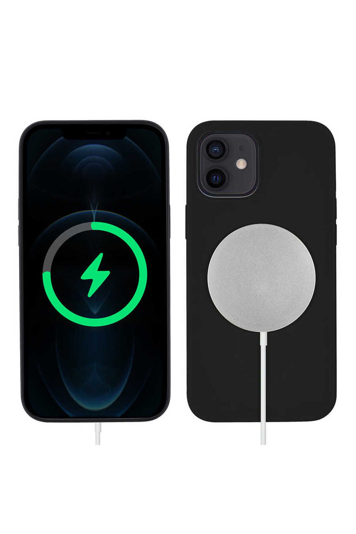 iPhone 12 Mini Uyumlu Zore Silksafe Wireless Kılıf-Siyah