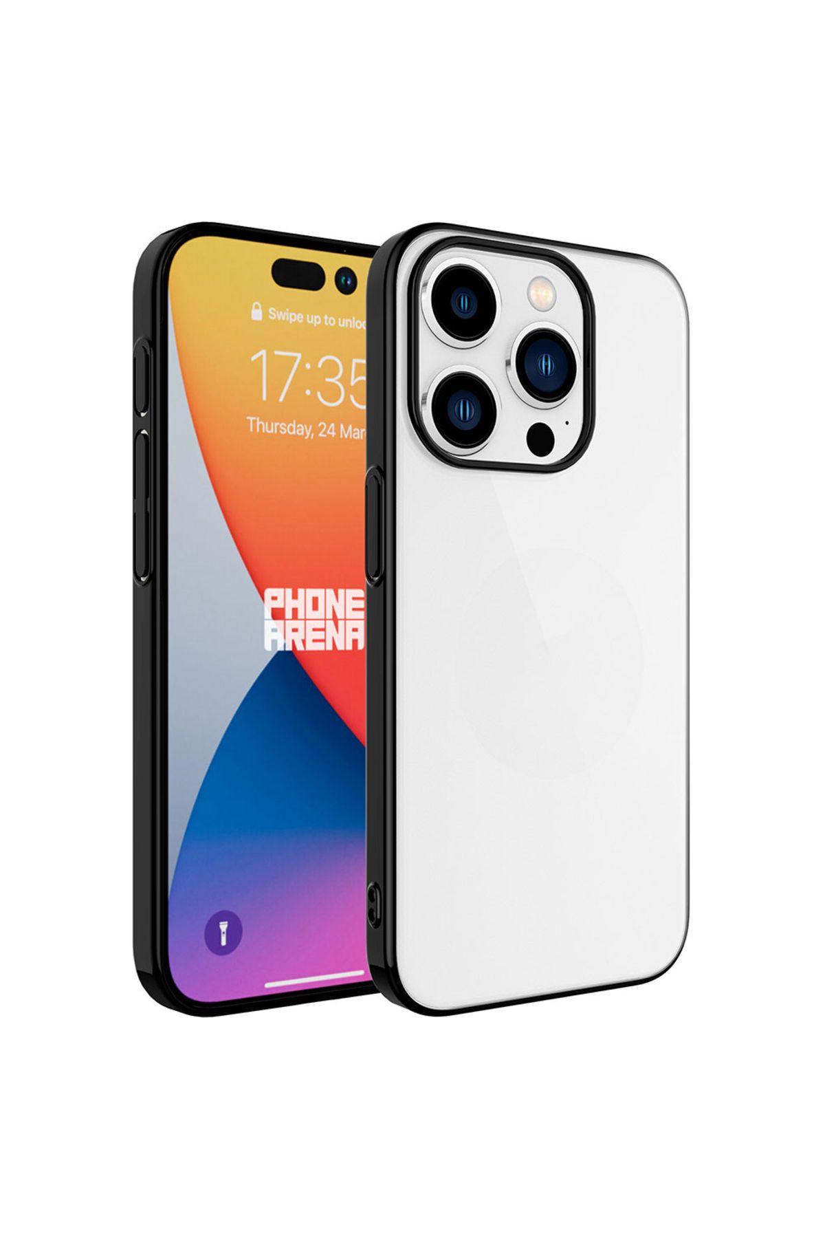 iPhone 15 Pro Uyumlu Sert PC Renkli Çerçeveli Zore Riksos Kılıf-Siyah
