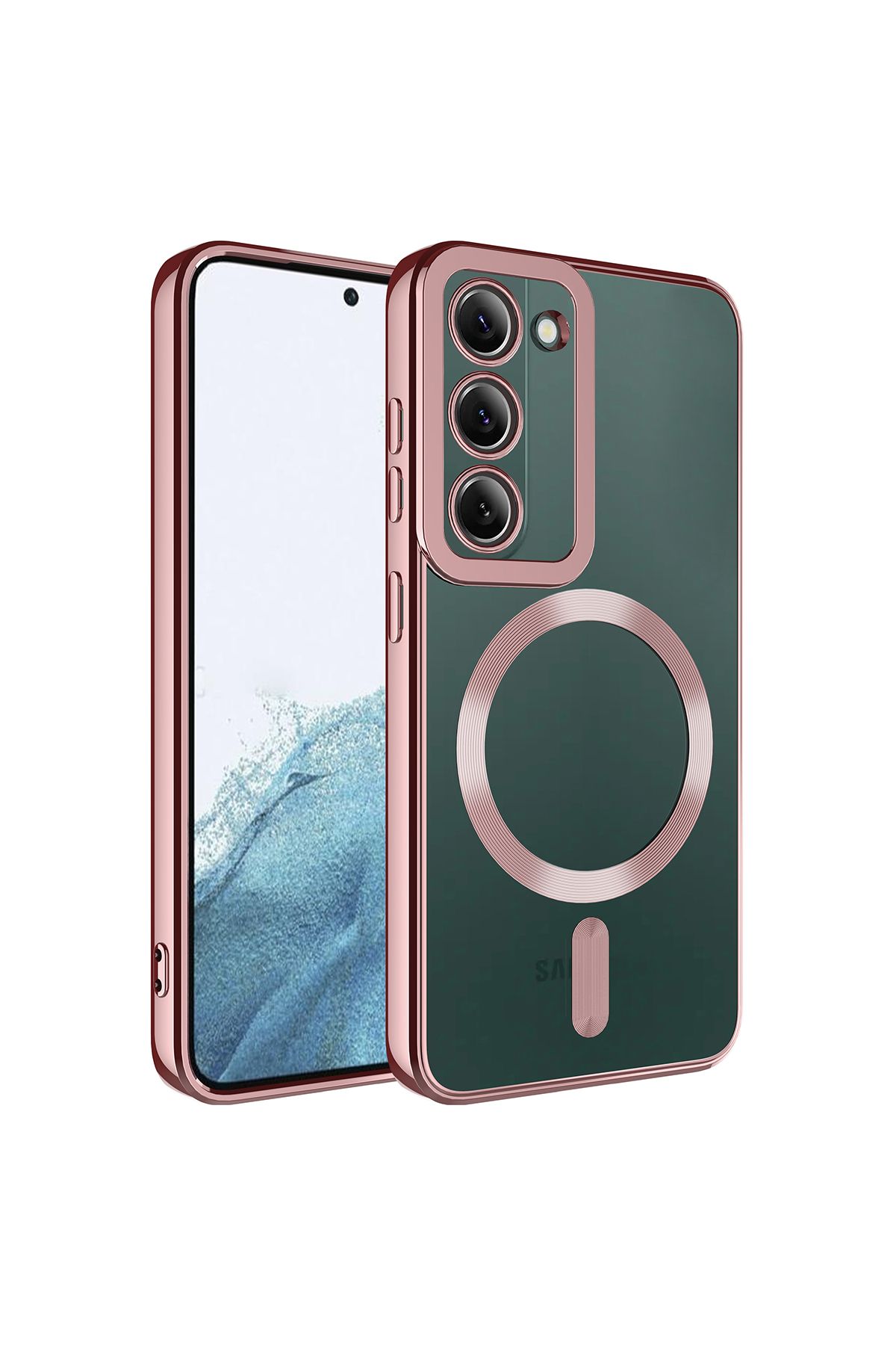 Galaxy S23 Uyumlu Magsafe Wireless Şarj Özellikli Zore Setro Silikon-Rose Gold