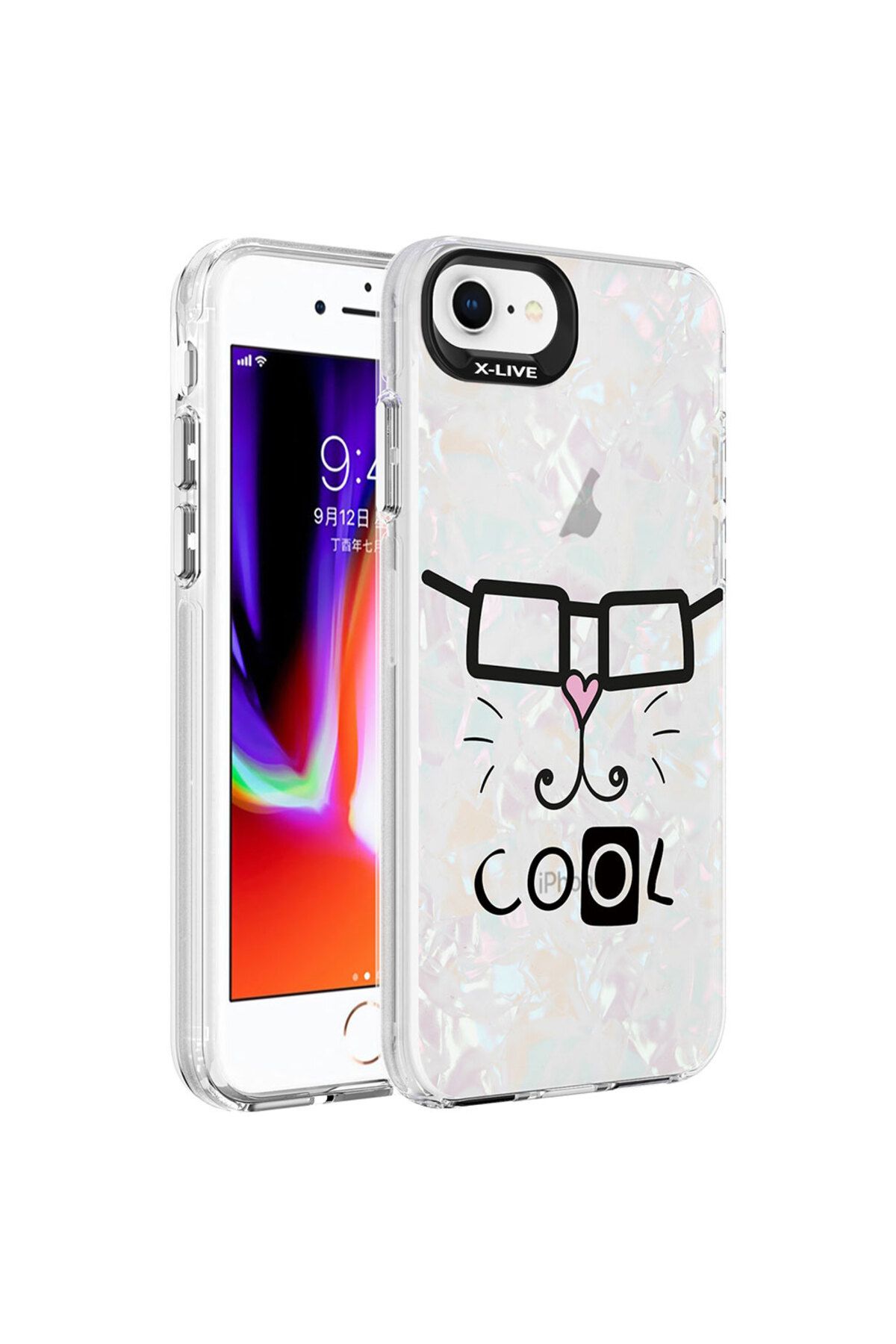 iPhone SE 2020 Uyumlu Mermer Desenli Zore Marbello Kılıf-Beyaz
