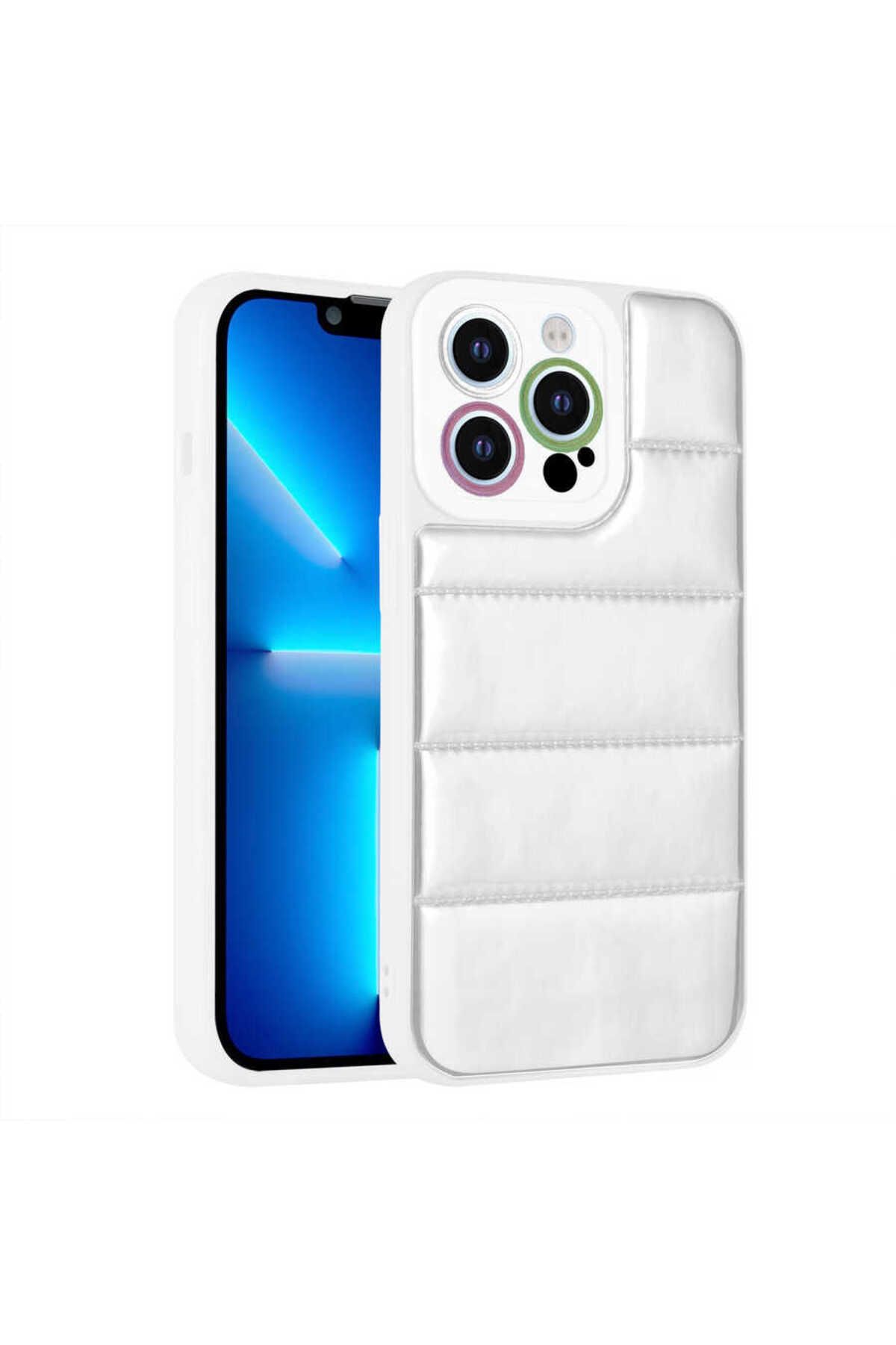 iPhone 12 Pro Max Uyumlu Kamera Korumalı Airbagli Renkli Zore Seksek Kılıf-Gümüş